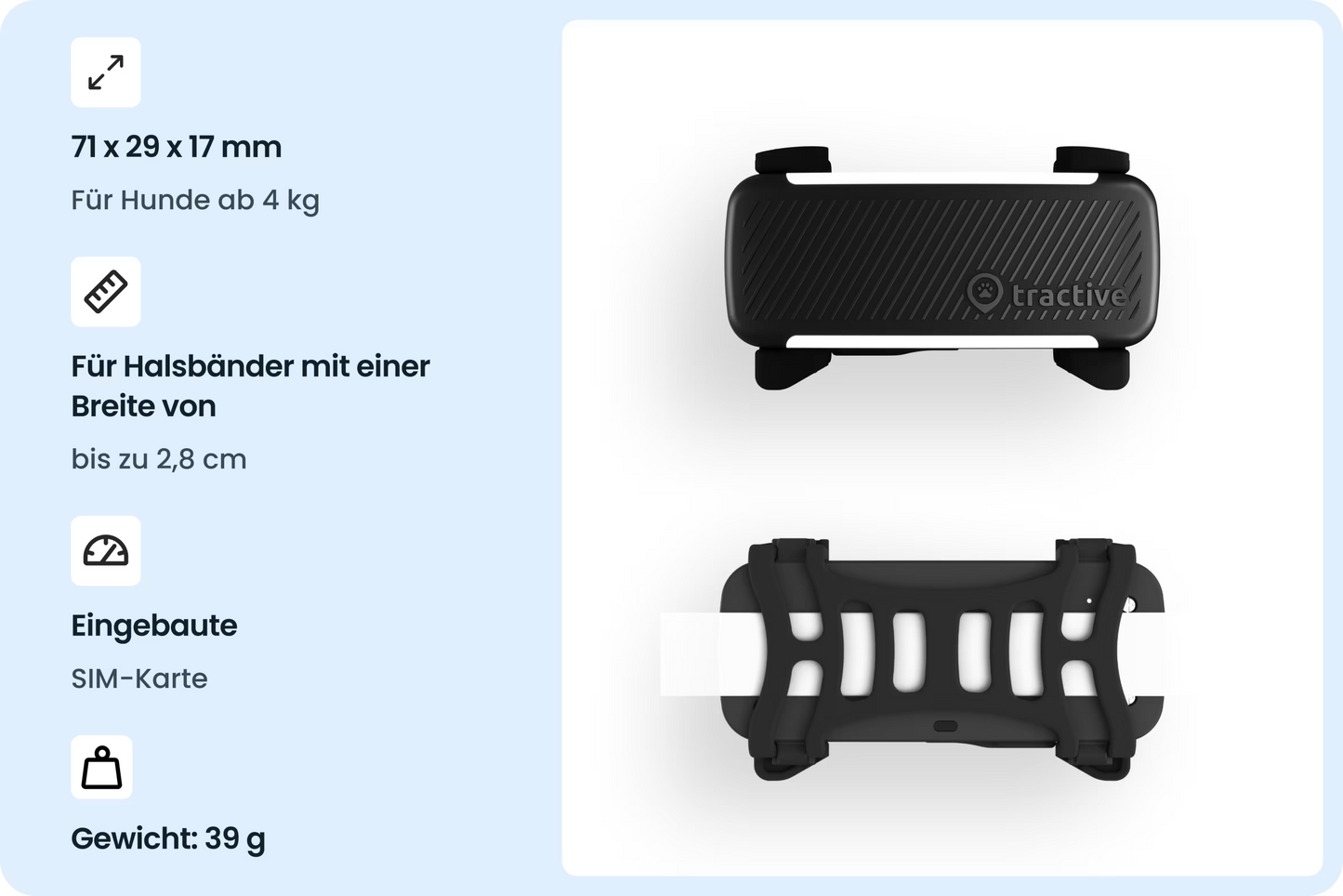 Tractive DOG 6 Tracker für Hunde, Schwarz